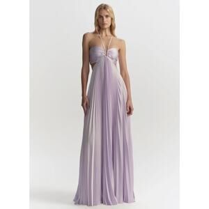 ALC Moira Satin Pleated Maxi Dress Lilac